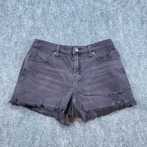 Aerie Daydream Denim Shorts Women's Small Black Distressed Frayed Hem Stretch